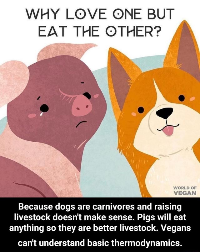 WHY LOVE ONE BUT EAT THE OTHER? WORLD OF VEGAN Because dogs are ...