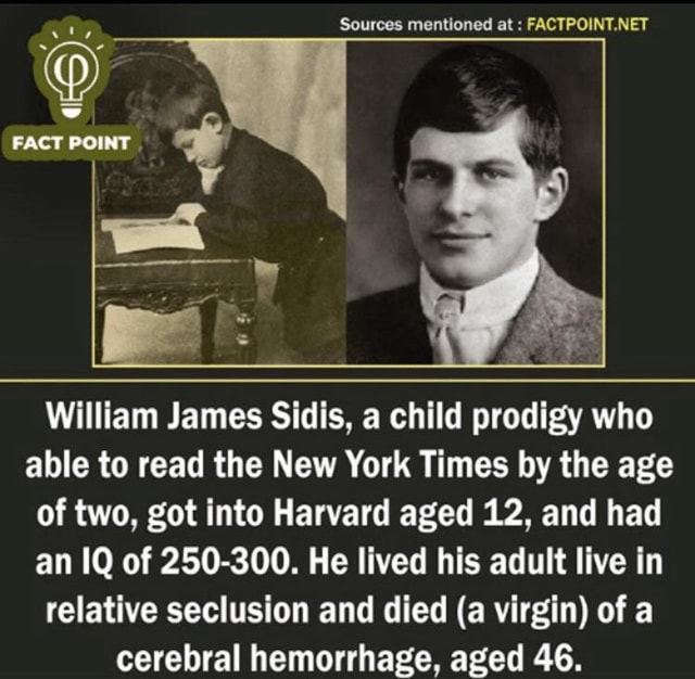 5 facts about William James Sidis, a mathematician with an IQ of 260