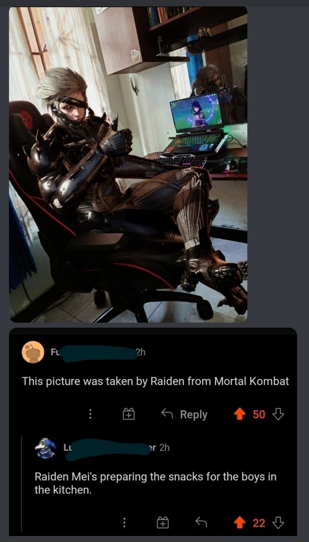 This picture was taken by Raiden from Mortal Kombat & Reply or ah ...