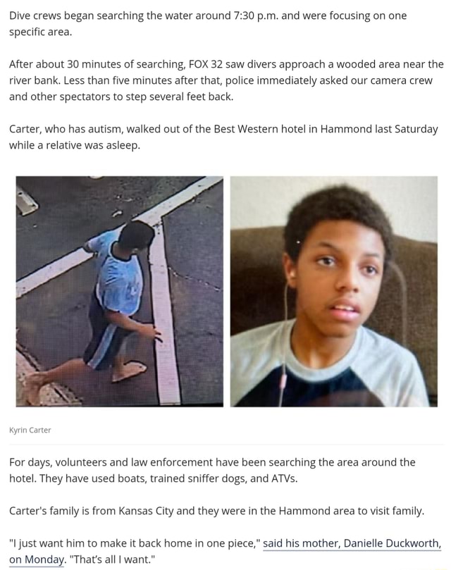 Surveillance video shows Kyrin Carter going into Little Calumet River