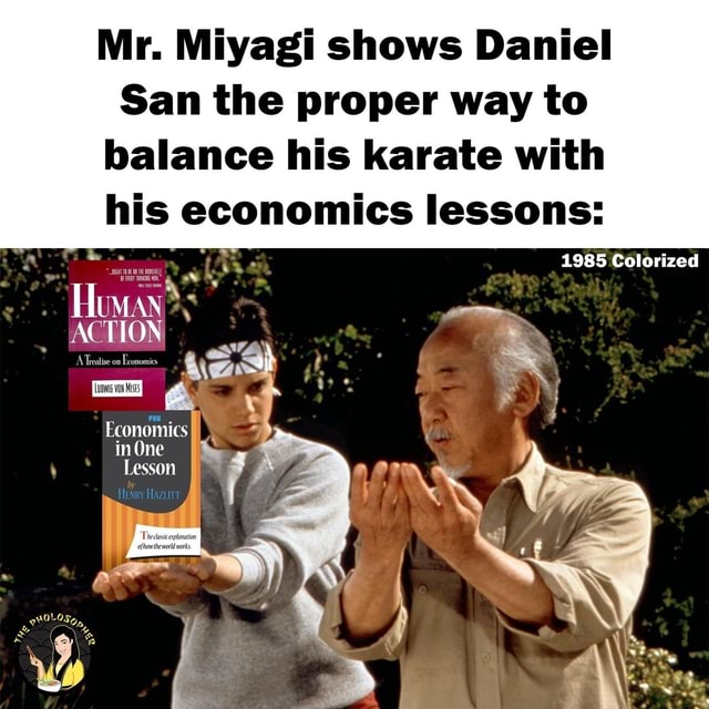 Mr. Miyagi shows Daniel San the proper way to balance his karate with ...