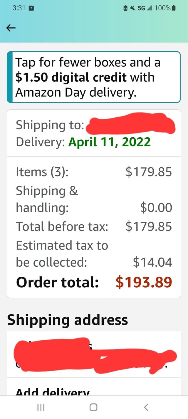 Here is the Amazon order for me, here in Cincinnati. all Tap for
