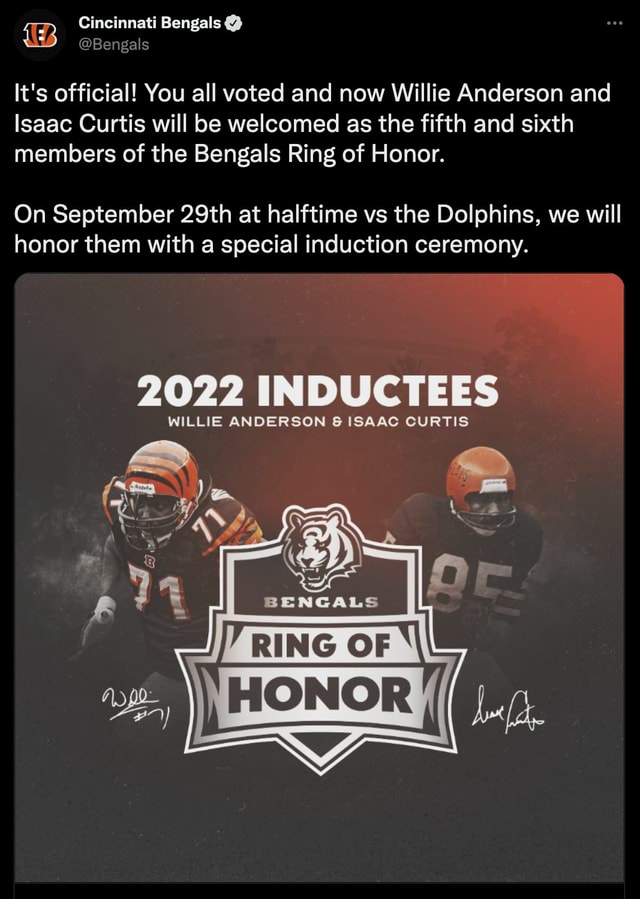 Willie Anderson and Isaac Curtis Ring of Honor Induction