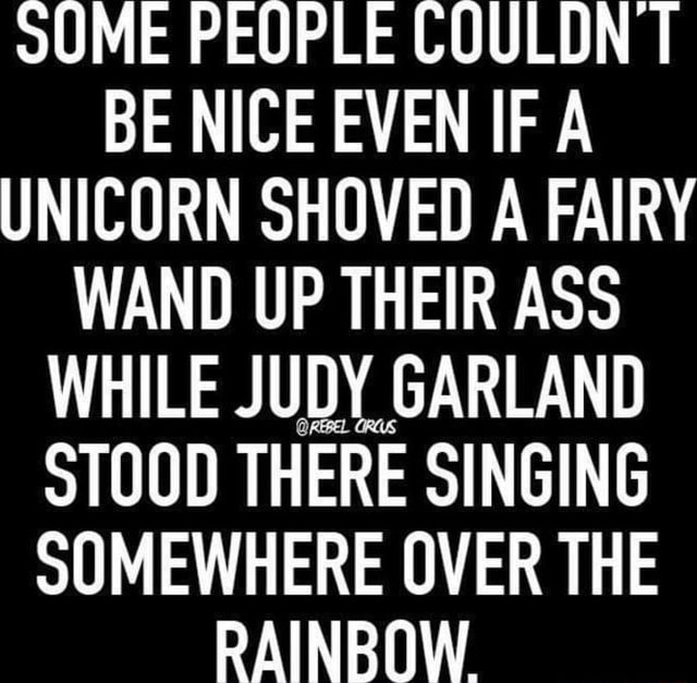 Sume People Couldnt Be Nice Even If A Unicorn Shoved A Fairy Wand Up