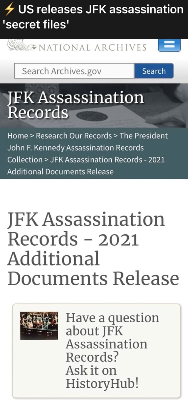 Us Releases Jfk Assassination Secret Files Sss National Archives I Search Jek 