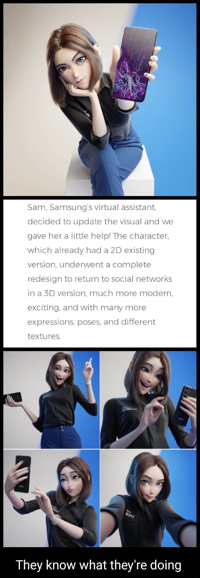 Sam Samsung S Virtual Assistant Decided To Update The Visual And We Gave Her A Little Help The Character Which Already Had A Existing Version Underwent A Complete Redesign To Return To Social