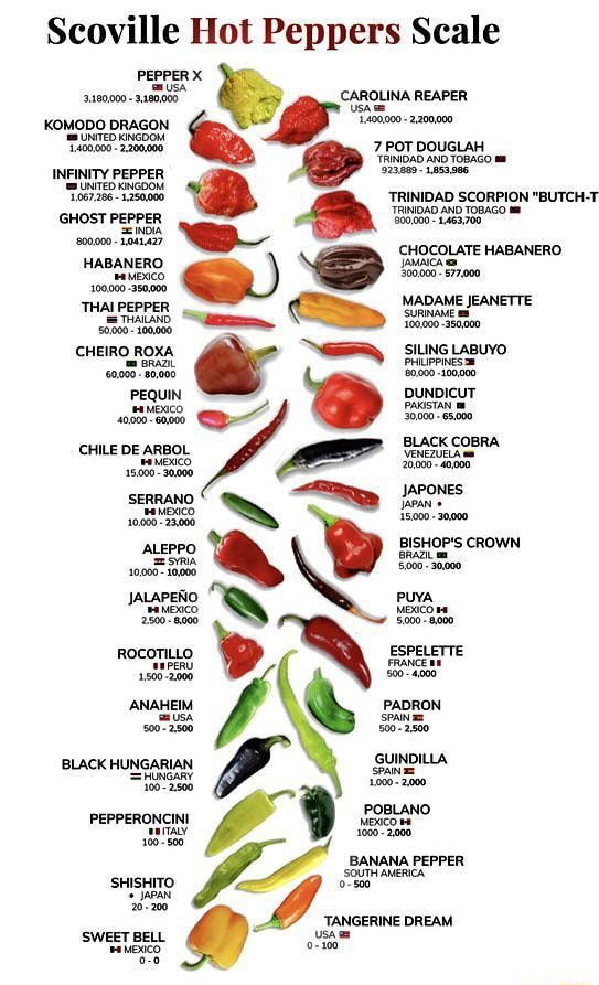 Scoville Hot Peppers Scale Scoville Hot Peppers Scale PEBPER KOMODO