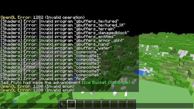 Ошибка opengl 1280 invalid enum майнкрафт