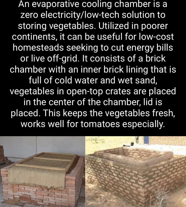 Photo inspiration: Small Off Grid Evaporative Cooling Ideas Reference: An Evaporative Cooling Chamber Is A Zero Solution To Storing