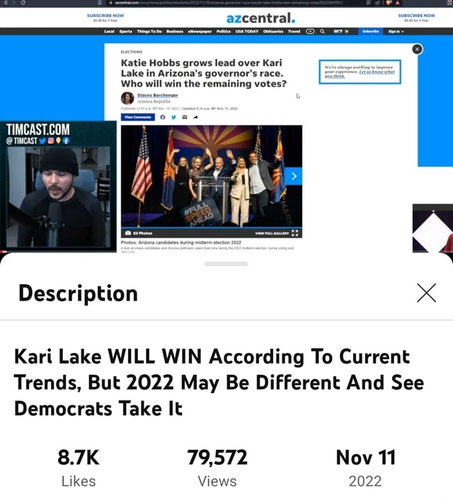 Supscribe Now Central Now Katie Hobbs Grows Lead Over Kari Lake In
