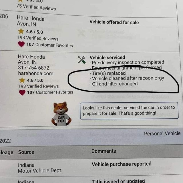 Verified Reviews I I Honda Avon, IN Vehicle offered for sale I We I 193