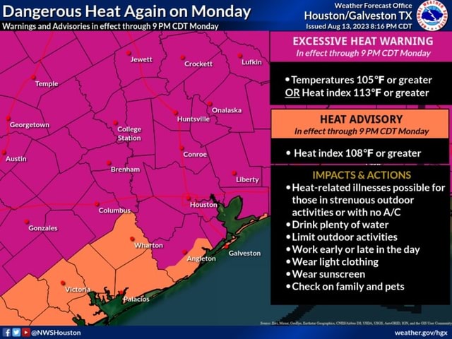 Dangerous Heat Again on Monday Warnings and Advisories in effect ...
