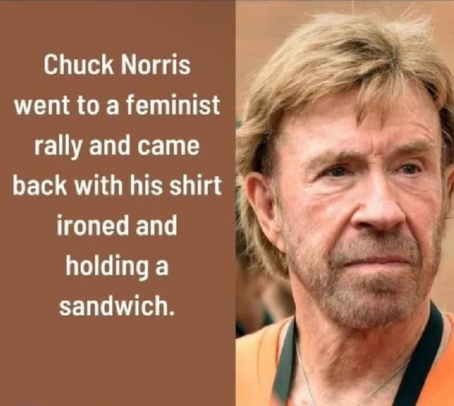 Chuck Norris Went To A Feminist I Rally And Came Back With His Shirt