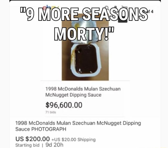 1998 McDonalds Mulan Szechuan McNuggel Dipping Sauce 1998 McDonalds Mulan Szechuan McNugge