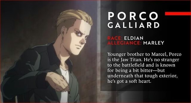 Featured image of post Jaw Titan Galliard Brother - Roffkwnj on twitter #attackontitan #shingekinokyojin #porcogalliard #jawtitan… jaw titan users known for their selfless actions to protect others.