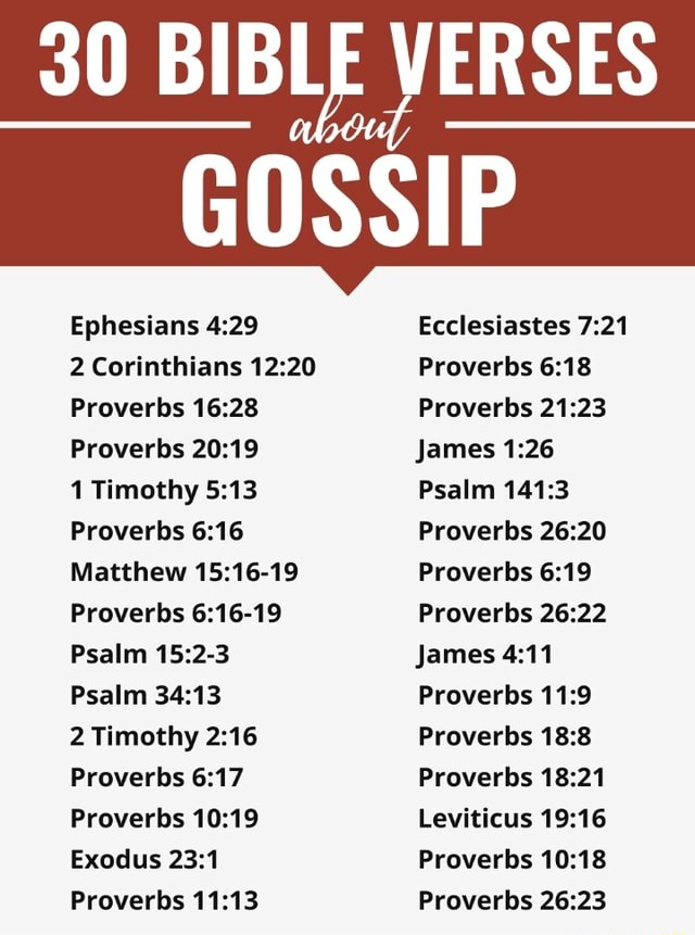 30 BIBLE VERSES GOSSIP Ephesians Ecclesiastes 2 Corinthians Proverbs ...