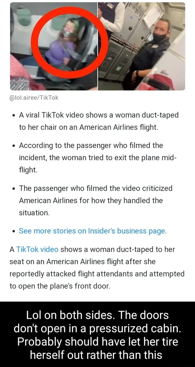 Viral Tiktok Video Shows A Woman Duct Taped To Her Chair On An American Airlines Flight 5984