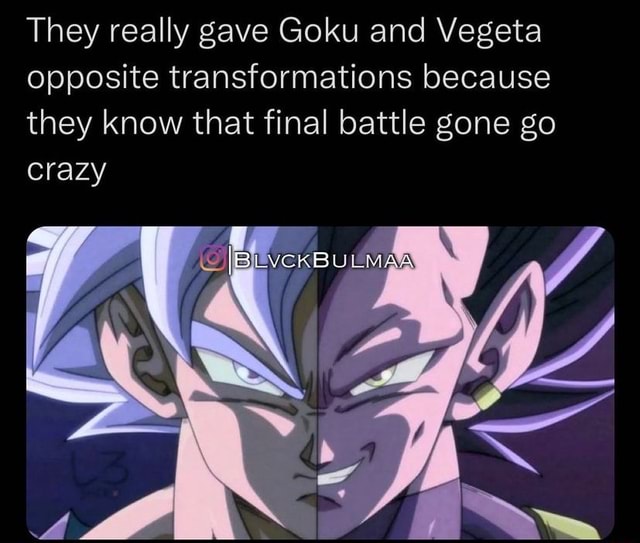 They really gave Goku and Vegeta opposite transformations because they ...