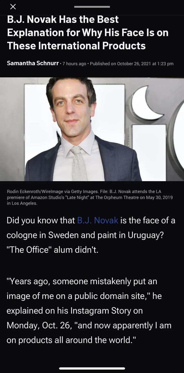 B.J. Novak Has The Best Explanation For Why His Face Is On These ...