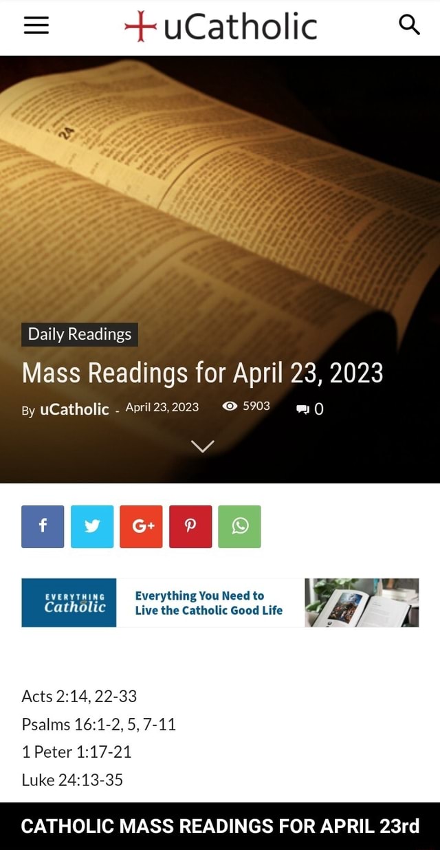 Catholic Q Daily Readings Mass Readings for April 23, 2023 By uCatholic