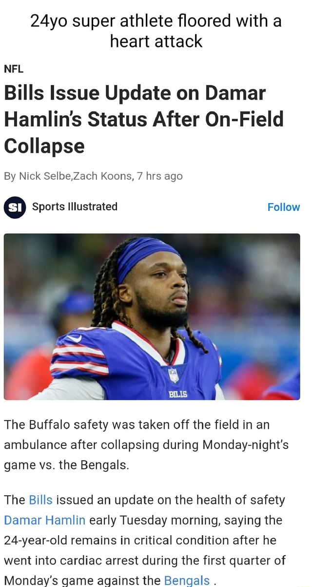 Bills Issue Update on Damar Hamlin's Status After On-Field Collapse -  Sports Illustrated