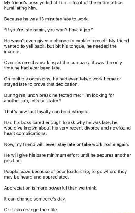My friend's boss yelled at him in front of the entire office ...