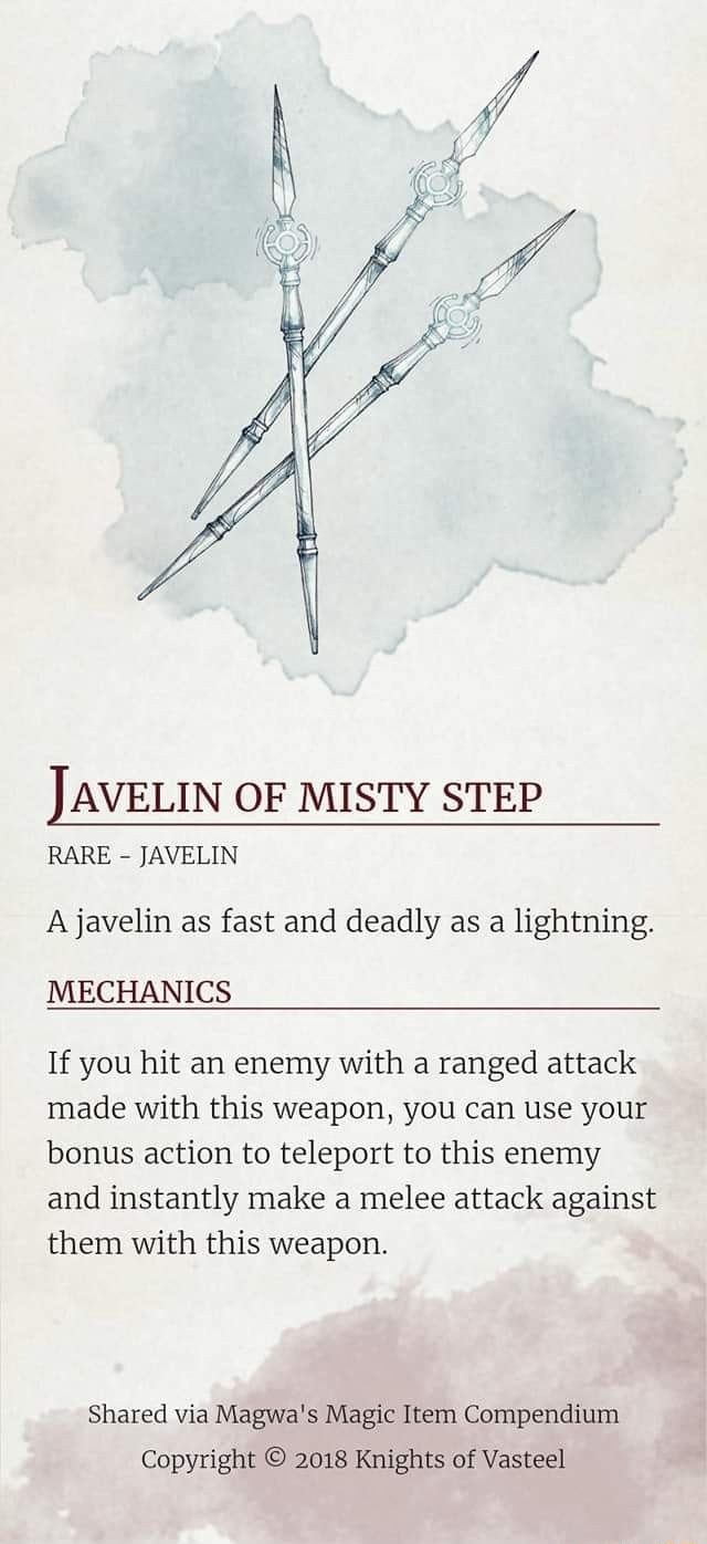 !AVELIN OF MISTY STEP IAVELIN A javelin as fast and deadly as a