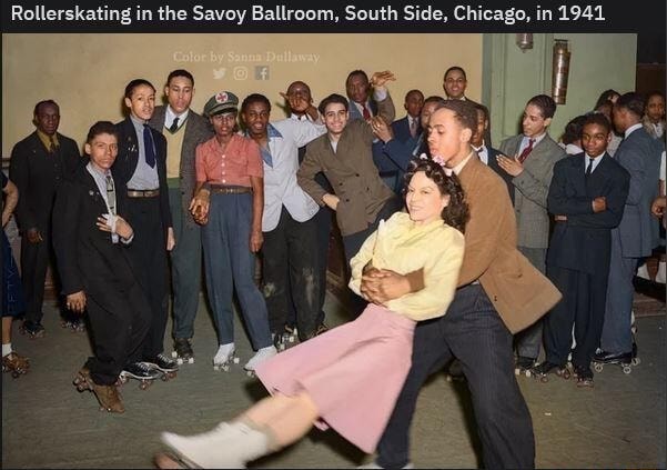 Rollerskating in the Savoy Ballroom, South Side, Chicago, in 1941 - iFunny