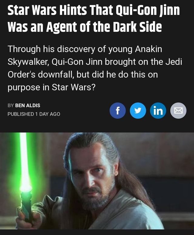 Star Wars Hints That QuiGon Jinn Was an Agent of the Dark Side Through