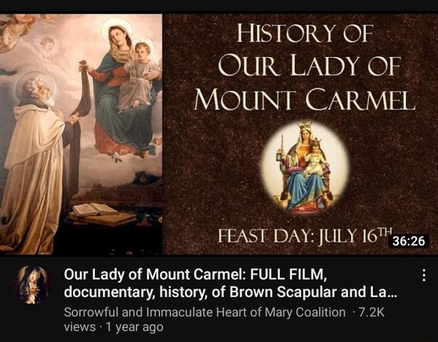 HISTORY OF OUR LADY OF MOUNT CARMEL FEAST DAY: JULY 7@\ Our Lady of ...