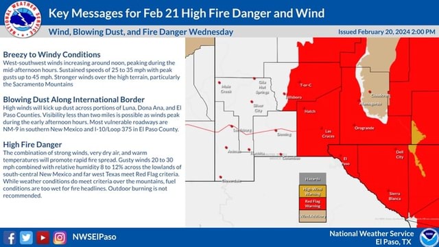 Key Messages for Feb 21 High Fire Danger and Wind Fire Breezy to Windy ...