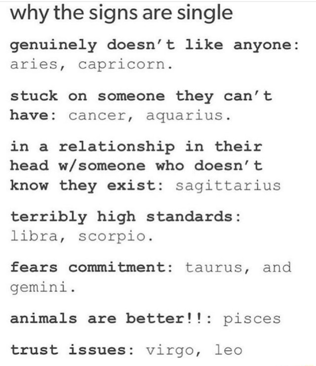Why the signs are single genuinely doesn't like anyone: aries ...