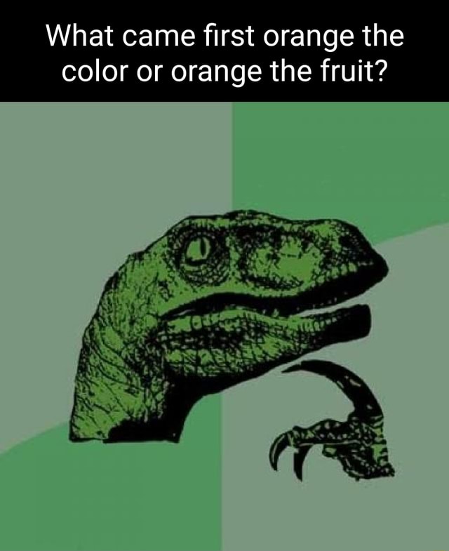 What came first orange the color or orange the fruit? iFunny