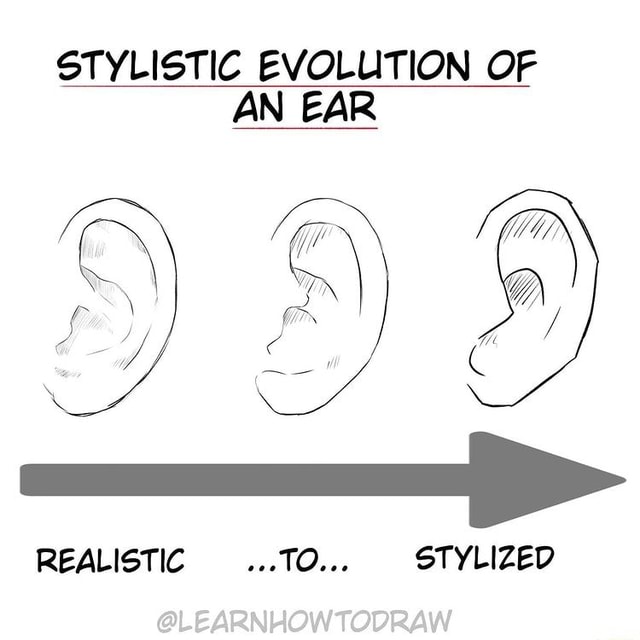 STYLISTIC EVOLUTION OF AN EAR REALISTIC _...TO... STYLIZED @LEARNHOW ...