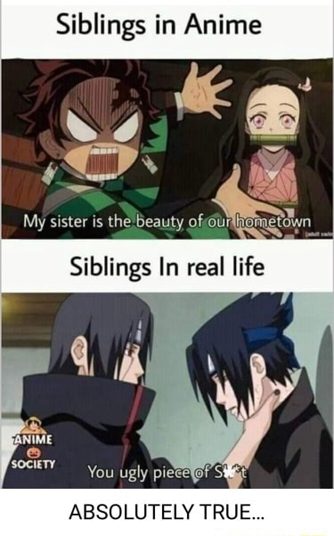 Siblings in Anime Siblings In real life ABSOLUTELY TRUE - iFunny