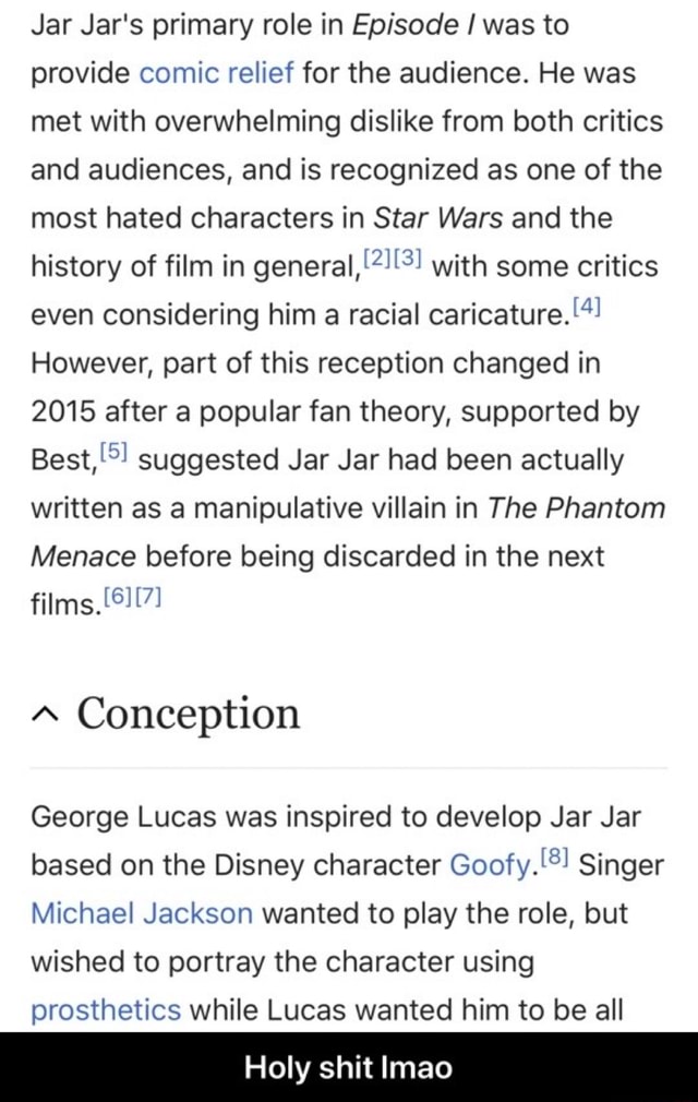 Jar Jar's primary role in Episode was to provide comic relief for the