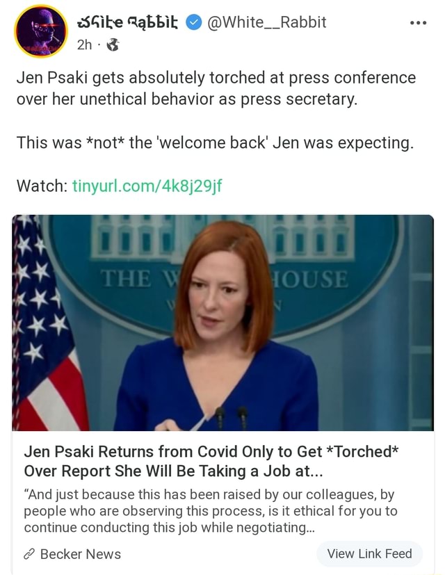 Rabbit @White__Rabbit Jen Psaki gets absolutely torched at press ...