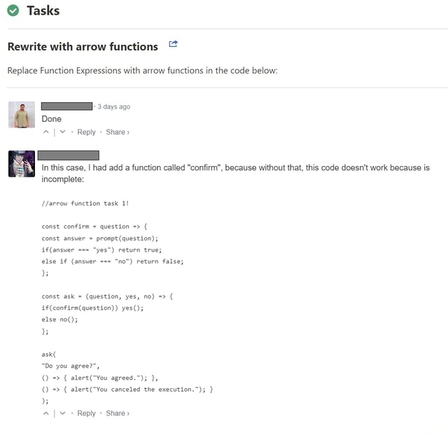 Tasks Rewrite with arrow functions Replace Function Expressions with ...