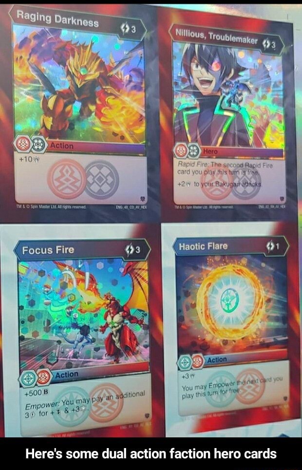 Here's some dual action faction hero cards Here's some dual action