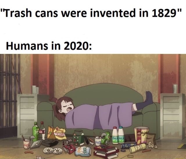 "Trash cans were invented in 1829" Humans in 2020 seo.title