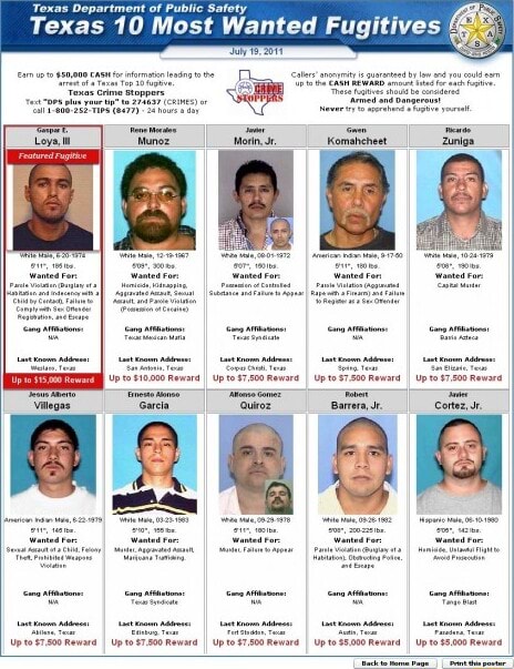 Texas 10 Most Wanted Fugitives - iFunny