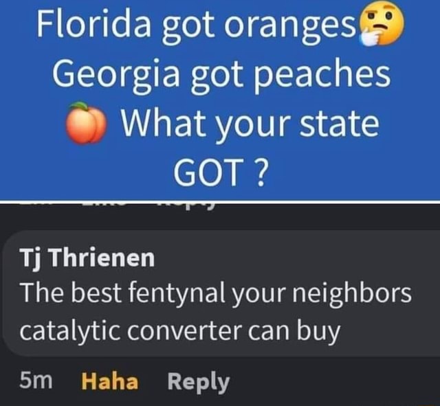 Florida got oranges got peaches What your state GOT? Tj