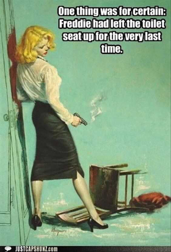 One thing was for certain Freddie had left the toilet seat up ior the