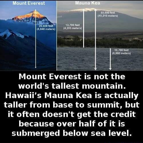 Mount Everest is not the world's tallest mountain. Hawaii's Mauna Kea ...