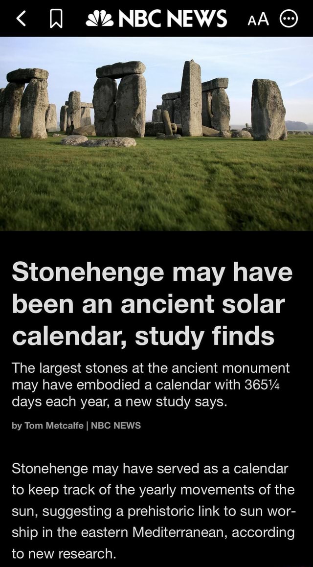NBC NEWS AA Stonehenge may have been an ancient solar calendar, study