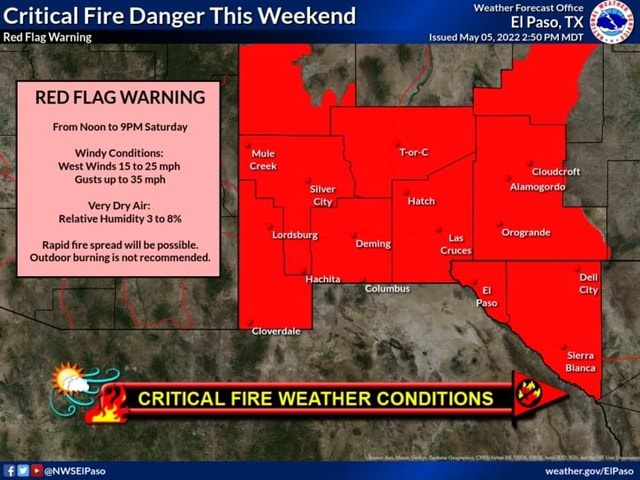 Critical Fire Danger This Weekend Red Flag Warning RED FLAG WARNING ...