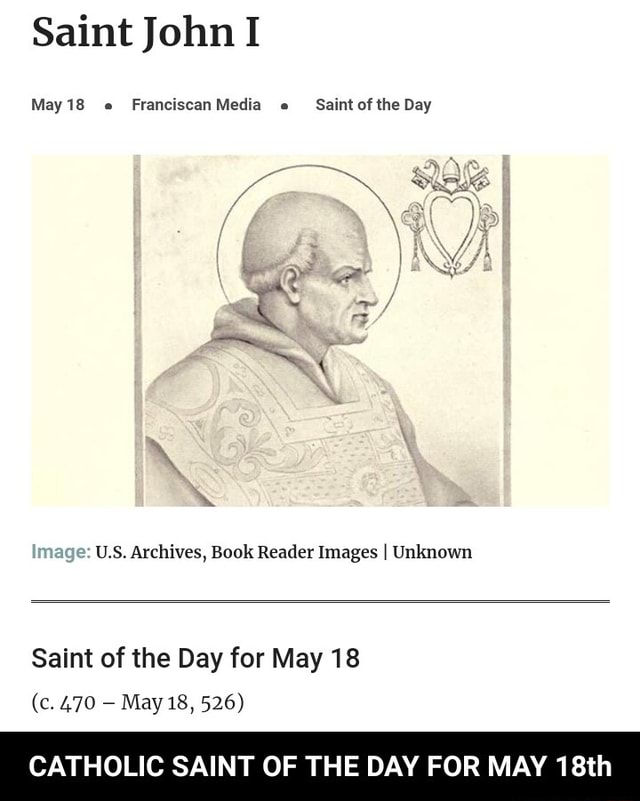 Saint John I May 18 Franciscan Media e Saint of the Day ye US