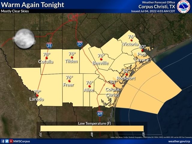 Warm Again Tonight Corpus christi, Mostly Clear Skies Issued Jul 04 ...