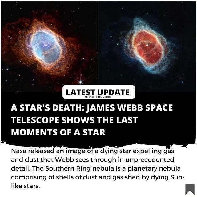 LATEST UPDATE A STAR'S DEATH JAMES WEBB SPACE TELESCOPE SHOWS THE LAST