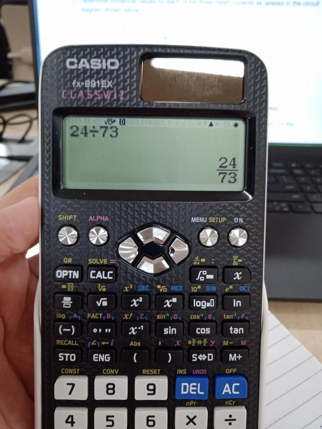 CASIO fxr @B1EX DS SHIFT. ALPHA MENU SETUP. ON - & soLve : z= OPTN CALC ...